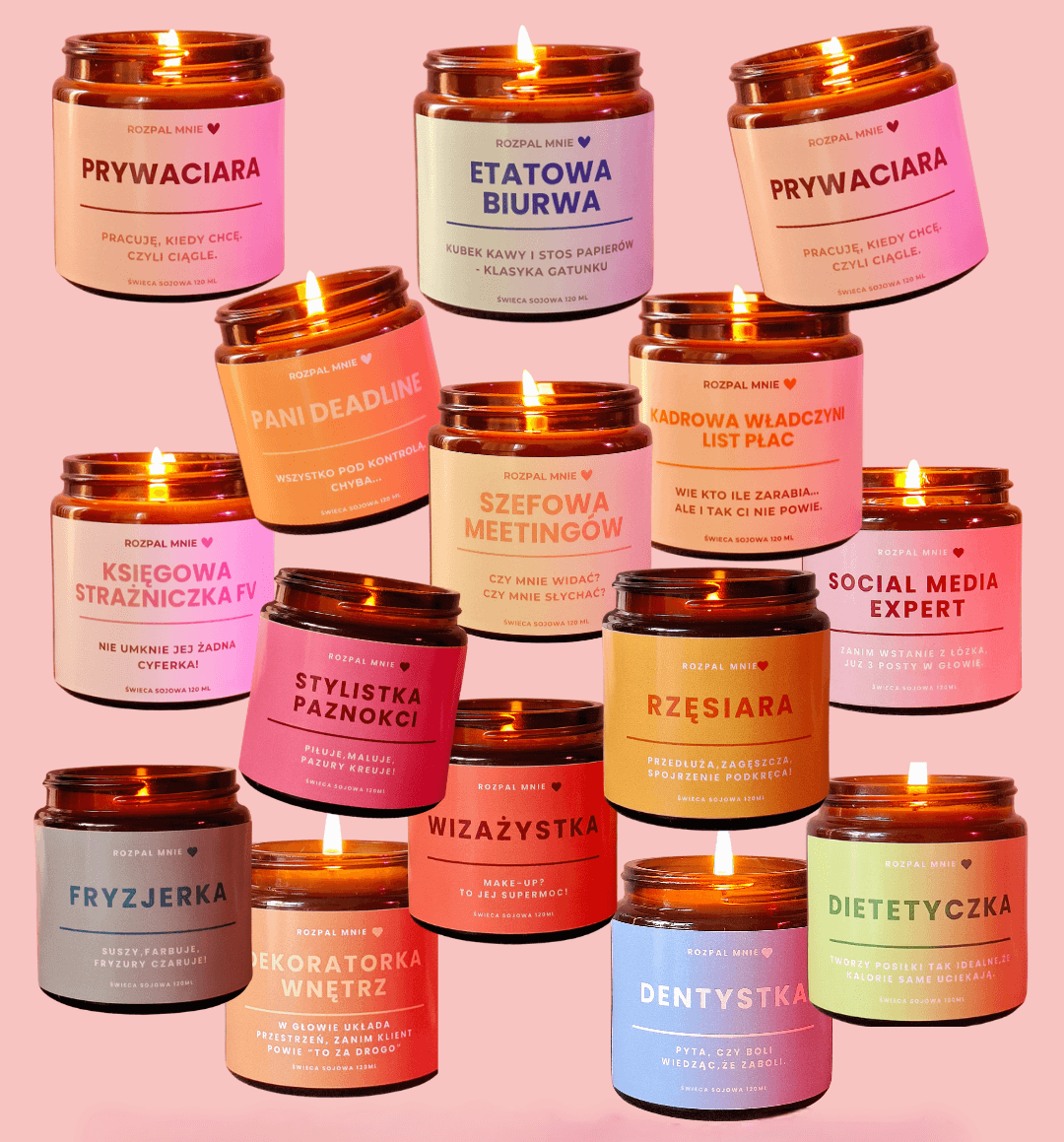 Świece sojowe z napisami na prezent dla kobiety - elegancki, personalizowany upominek.