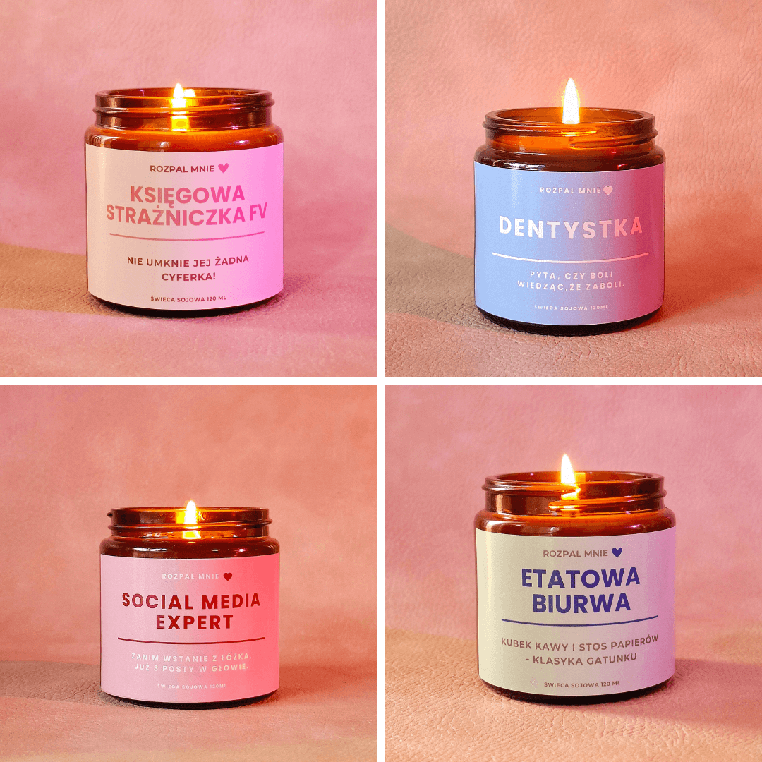 Na zdjęciu widzisz zapachowe świece sojowe - kolekcję świec dla kobiet