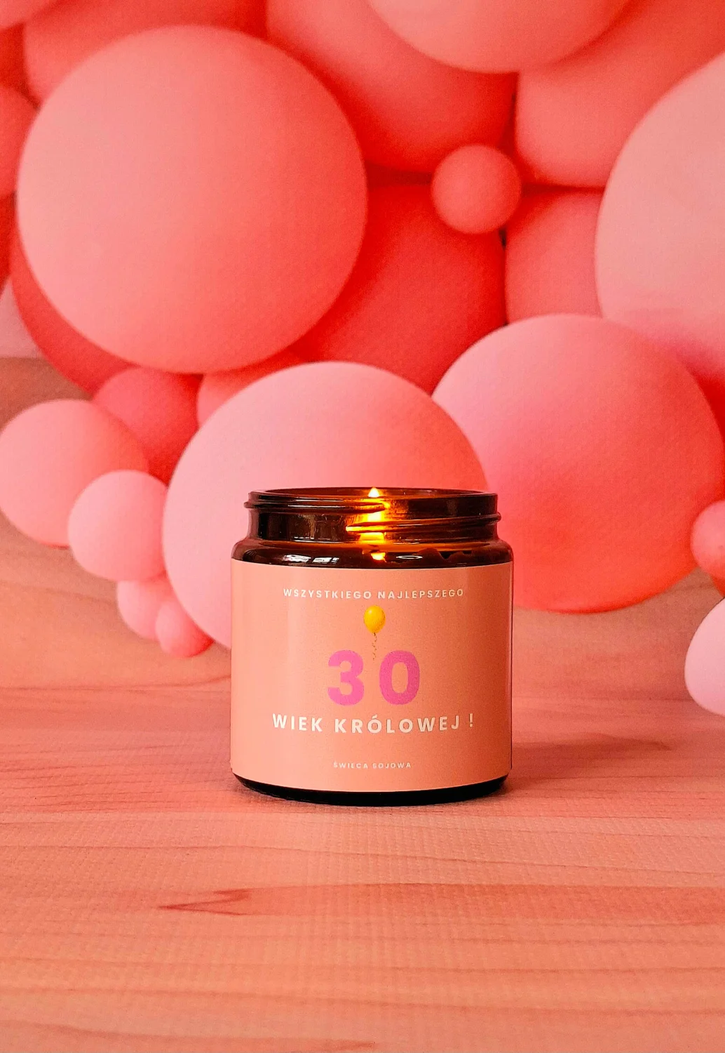 Świeca sojowa na 30 urodziny - zapach prosecco