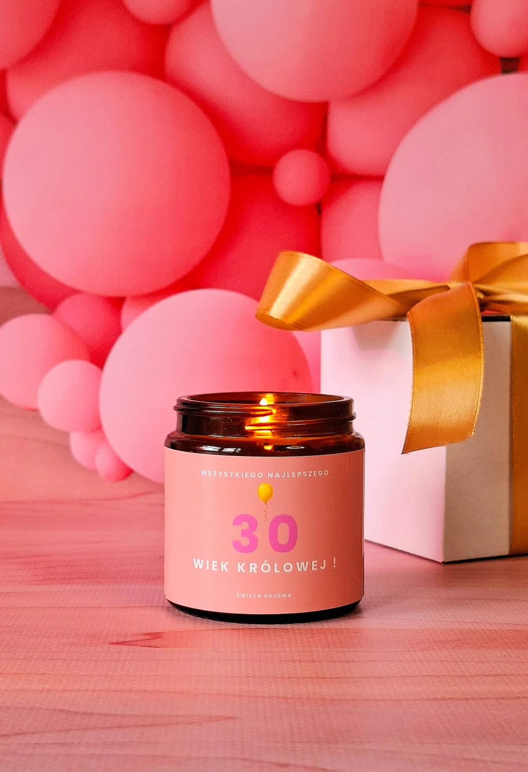 Świeca sojowa na 30 urodziny - zapach prosecco
