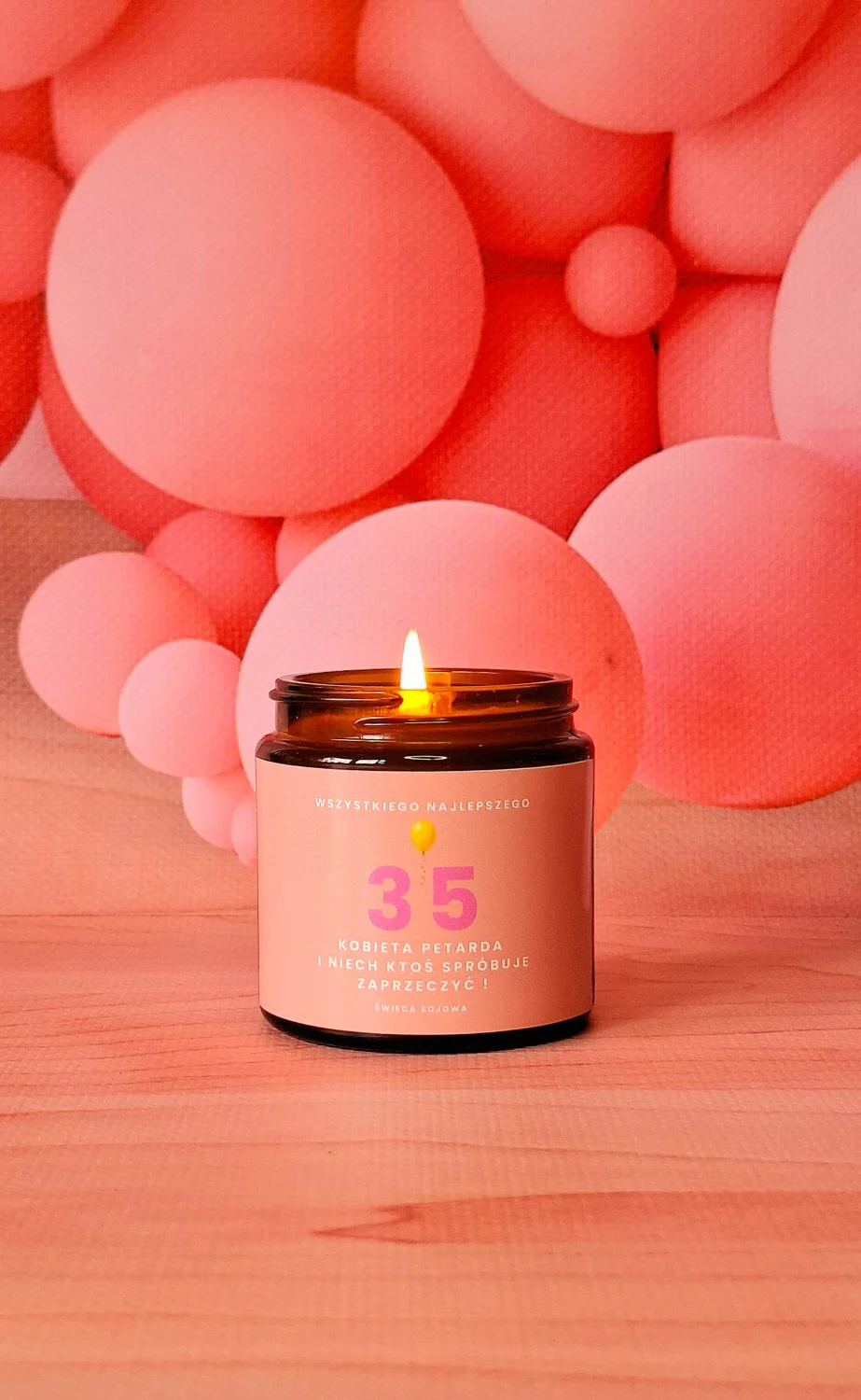 Świeca sojowa na 35 urodziny dla kobiety - prezent zapach prosecco