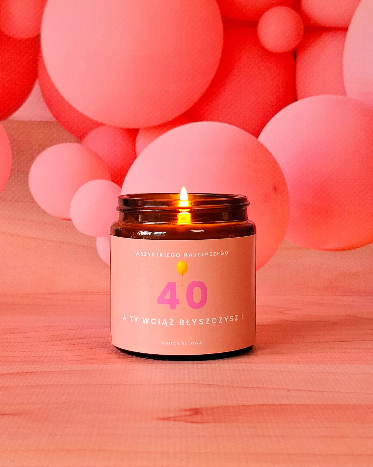 Świeca sojowa z okazji 40 urodzin - prezent dla kobiety zapach prosecco