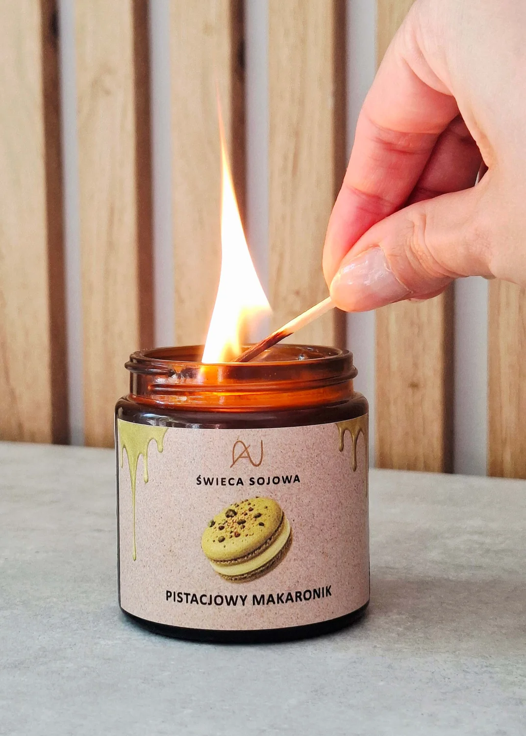 Świeca sojowa Pistacjowy Makaronik